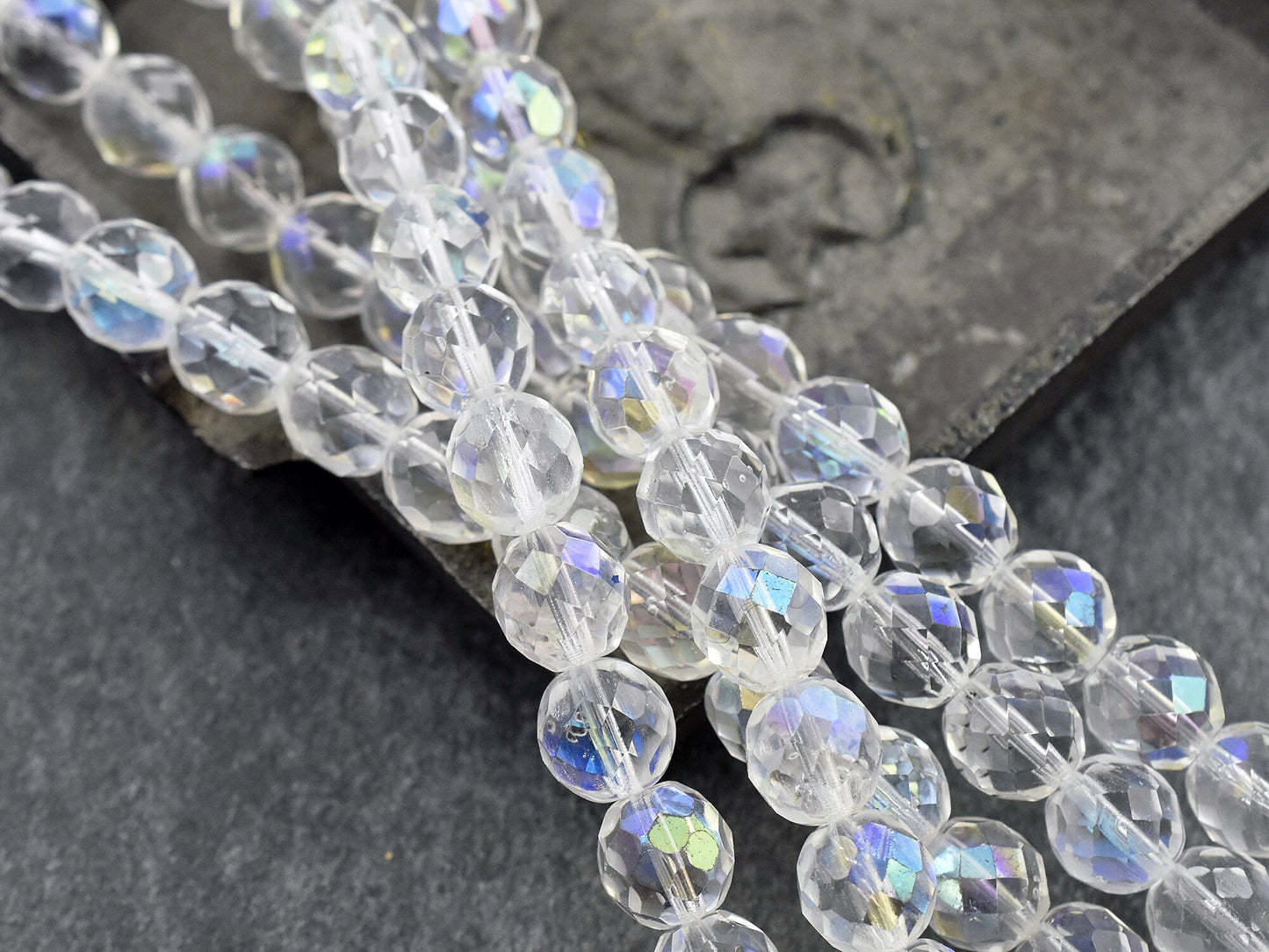 Picasso Beads - Czech Glass Beads - Fire Polished Glass Beads - Round Beads - 10mm Beads - 20pcs (6174)