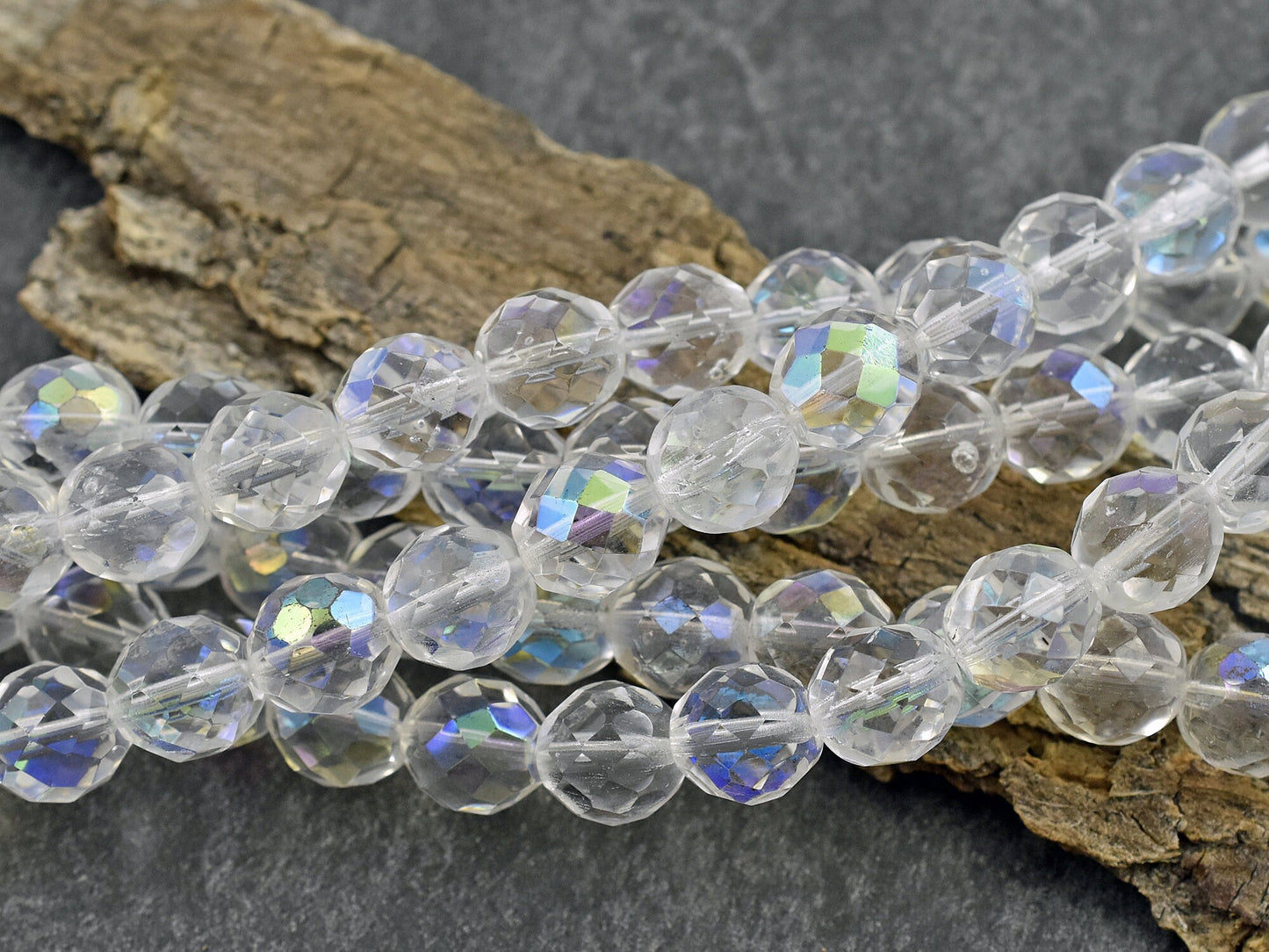 Picasso Beads - Czech Glass Beads - Fire Polished Glass Beads - Round Beads - 10mm Beads - 20pcs (6174)