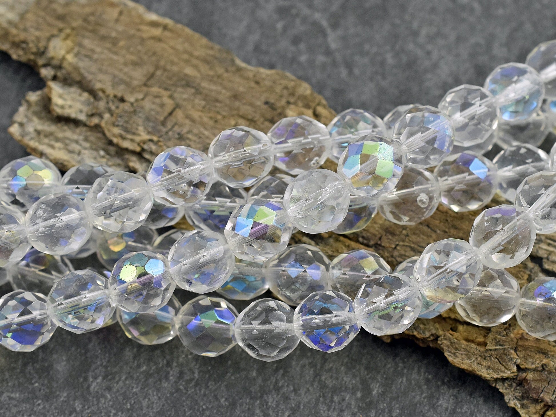 Picasso Beads - Czech Glass Beads - Fire Polished Glass Beads - Round Beads - 10mm Beads - 20pcs (6174)