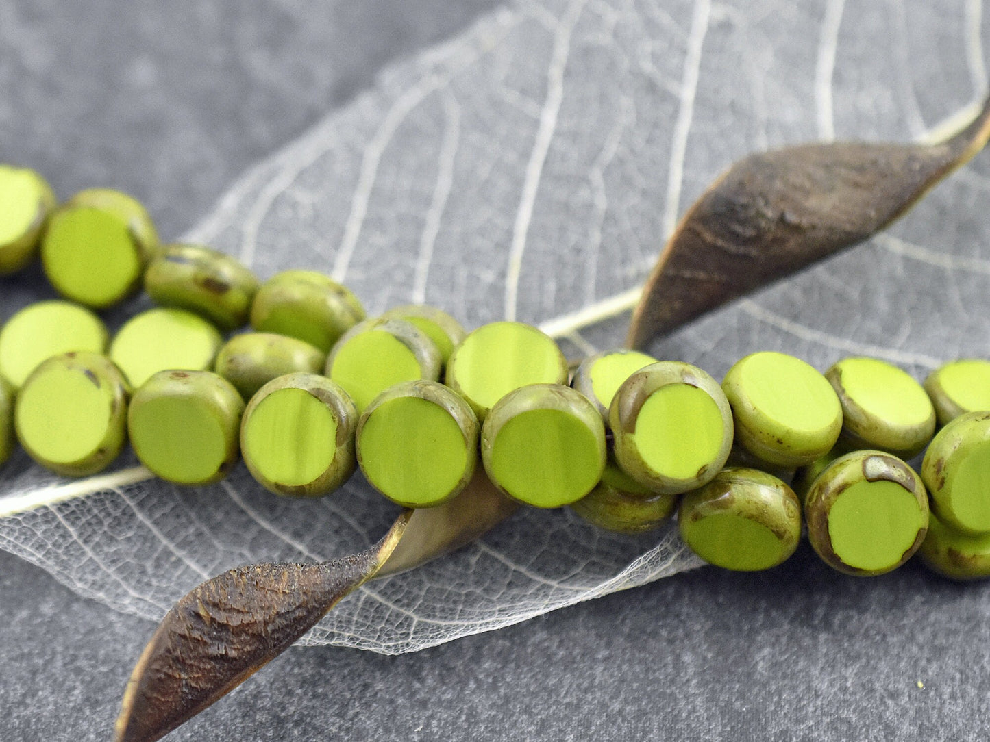 Czech Glass Beads - Picasso Beads - Table Cut Beads - Coin Beads - Disc Beads - 10mm - 19pcs - (4936)