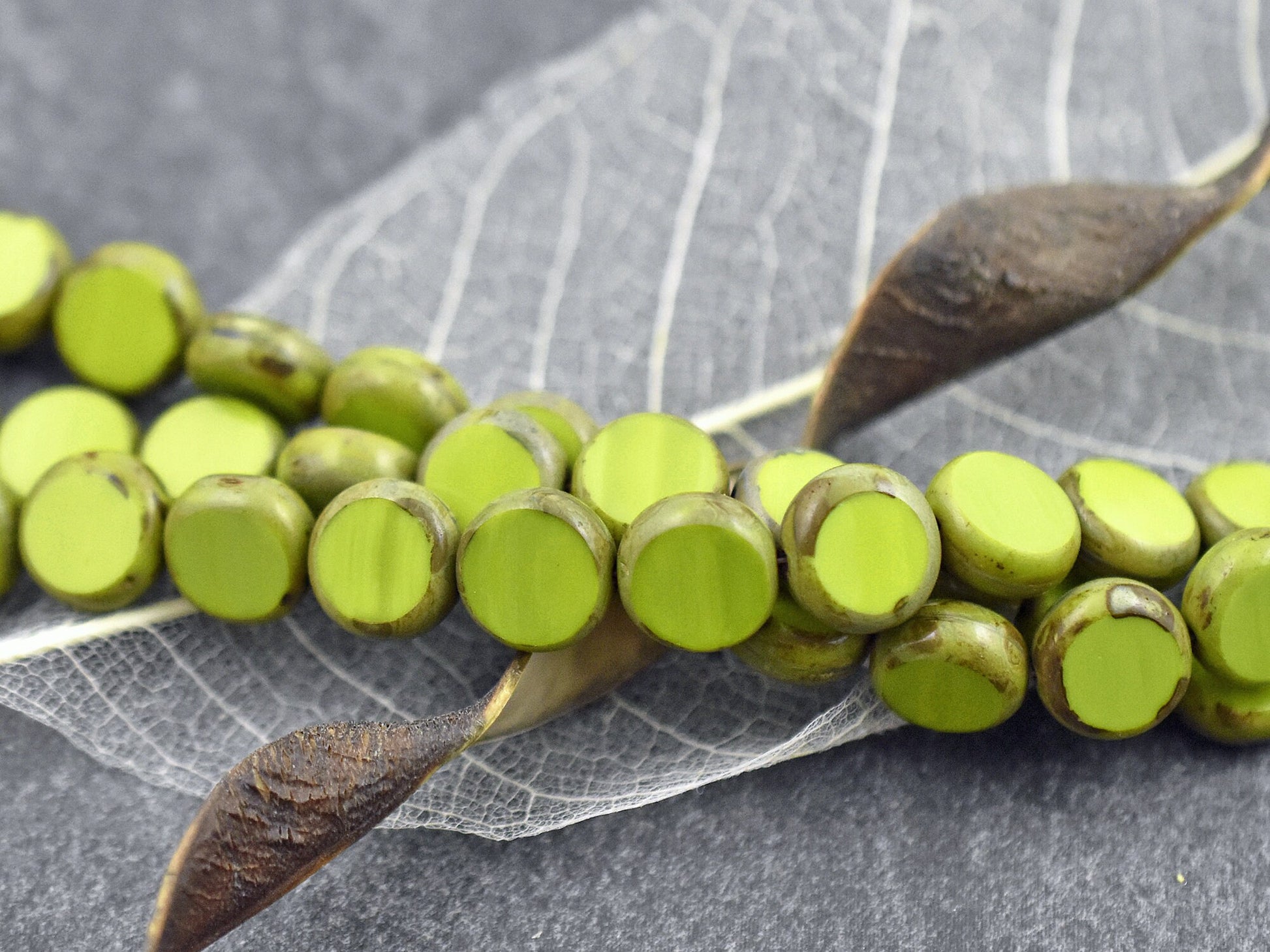 Czech Glass Beads - Picasso Beads - Table Cut Beads - Coin Beads - Disc Beads - 10mm - 19pcs - (4936)