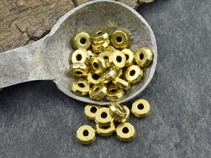 Metal Beads - Washer Beads - Gold Beads - Gold Spacers - Spacer Beads - 50pcs - 8x3mm - (980)