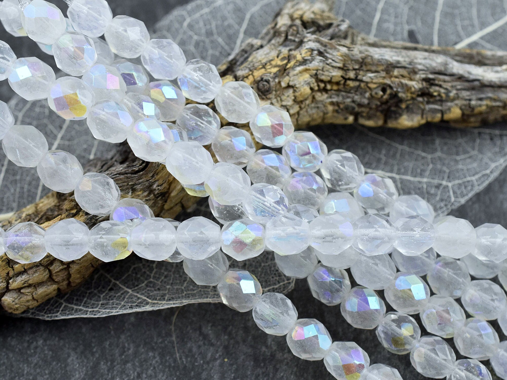 Czech Glass Beads - Round Beads - 8mm Beads - Fire Polish Beads - Crystal Beads - 16pcs (A154)