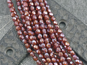 4mm Beads - Picasso Beads - Fire Polish Beads - Czech Glass Beads - Orange Beads - 50pcs - (1509)