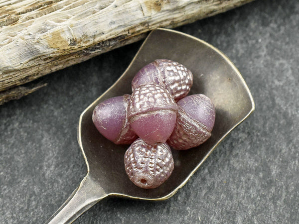 Czech Glass Beads - Acorn Beads - Fall Beads - Picasso Beads - Beads for Jewelry - 10x12mm - 8pcs - (3235)