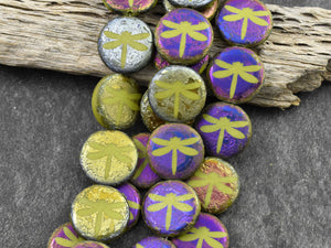 12 pcs17mm Dragonfly Coin Beads Mix - European Charm Large Beads for  Jewelry Making, Czech Glass Fairy & Dragonfly Beads, Unique Jewelry Beads