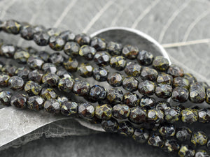 Czech Glass Beads - Picasso Beads - Fire Polished Beads - Round Beads - 6mm Firepolish - 25pcs (755)