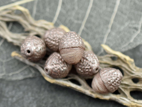 Acorn Beads - Czech Glass Beads - Fall Beads - Picasso Beads - Beads for Jewelry - 10x12mm - 8pcs - (3984)