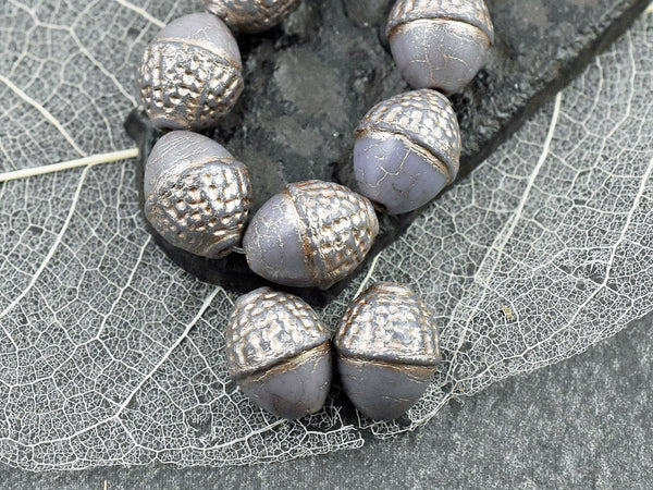 Czech Glass Beads - Acorn Beads - Fall Beads - Picasso Beads - Beads for Jewelry - 10x12mm - 8pcs - (1652)
