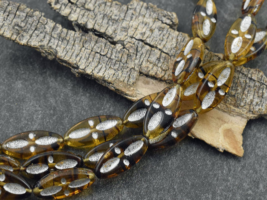 Czech Glass Beads - Marquise Beads - Cross Beads - Spindle Beads - Chunky Beads - 20x8mm - 10pcs (537)