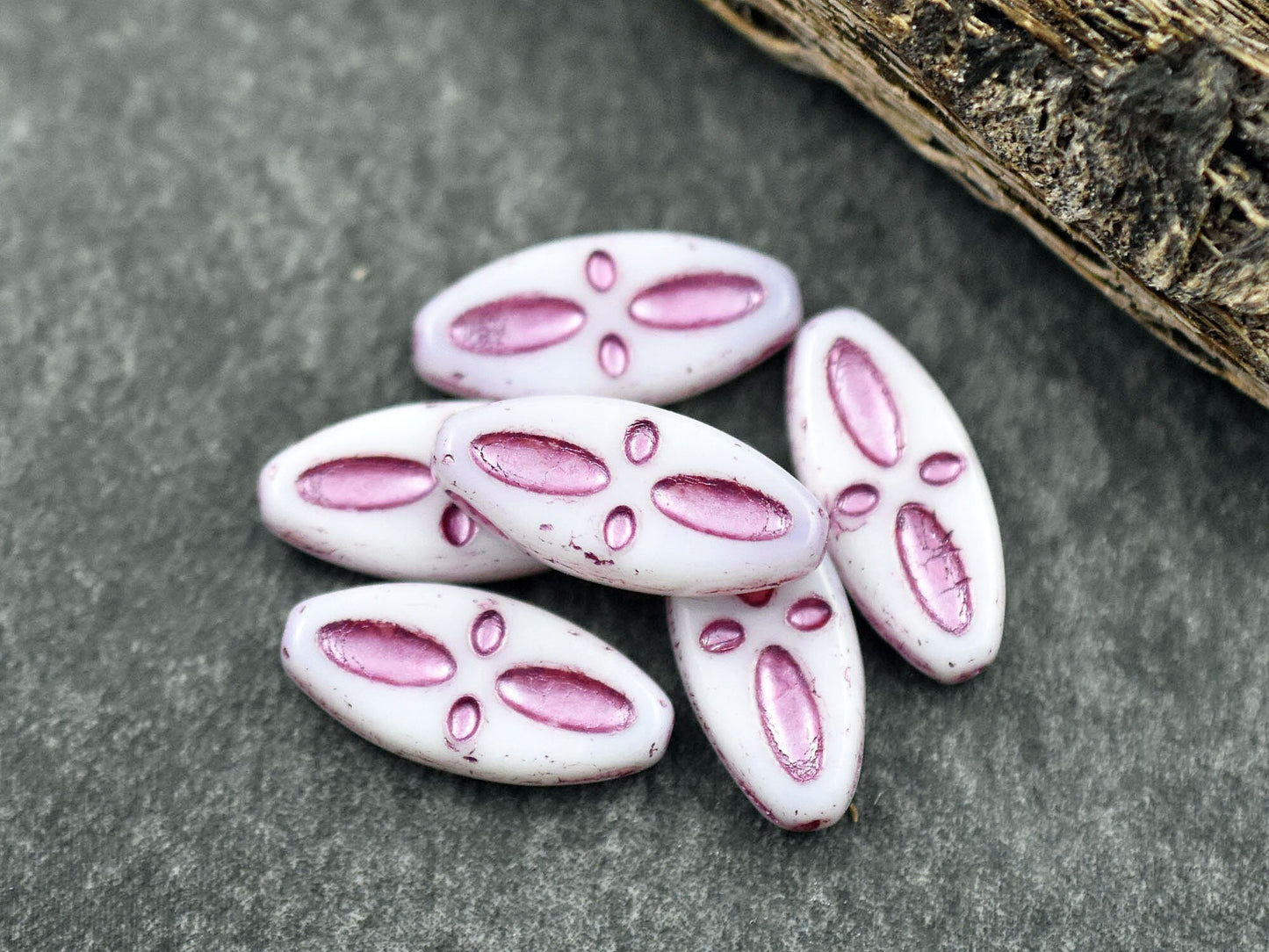 Czech Glass Beads - Marquise Beads - Cross Beads - Spindle Beads - Chunky Beads - 20x8mm - 10pcs (B566)