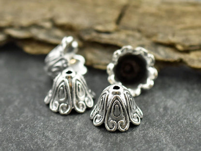 Tassel Caps - Bead Caps - End Caps - Kumihimo Cap - Silver Caps - DIY Tassel - Tassel Supply - 10pcs - (B562)