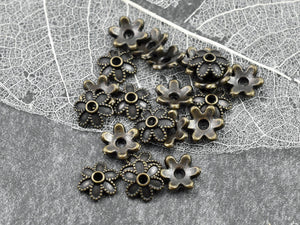 16* 9mm Copper Washed Etched Translucent Grey Hawaiian Flower Beads – The  Bead Obsession