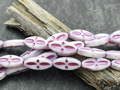 Czech Glass Beads - Marquise Beads - Cross Beads - Spindle Beads - Chunky Beads - 20x8mm - 10pcs (B566)