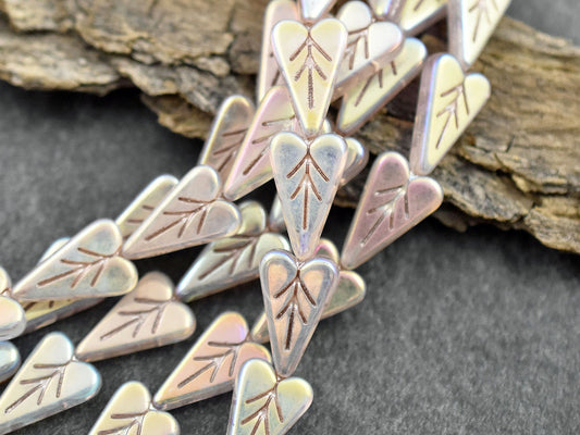 Heart Beads - Czech Glass Beads - Picasso Beads - Valentines Beads - Heart Charm - 17x11mm - 8pcs (B109)