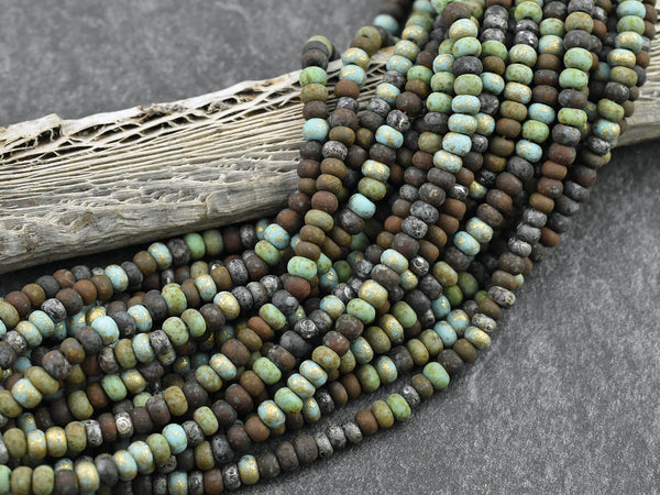Picasso Seed Beads - Aged Picasso Beads - Czech Glass Beads - Size 6 Seed Beads - 5/0 - 20" Strand - (2916)