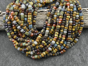 Picasso Seed Beads - Aged Picasso Beads - Czech Glass Beads - Size 6 Seed Beads - 6/0 - 20" Strand - (2599)