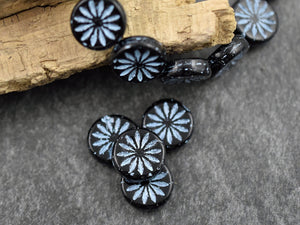 Czech Glass Beads - Flower Beads - Coin Beads - Aster Flower - 12mm - 15pcs (5157)