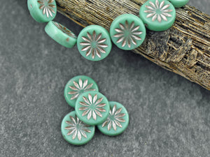Czech Glass Beads - Flower Beads - Coin Beads - Aster Flower - 12mm - 15pcs (A641)