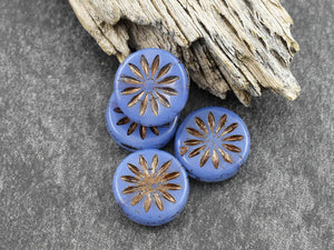 Czech Glass Beads - Flower Beads - Coin Beads - Aster Flower - 12mm - 15pcs (3525)
