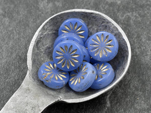 Czech Glass Beads - Flower Beads - Coin Beads - Aster Flower - 12mm - 15pcs (6050)