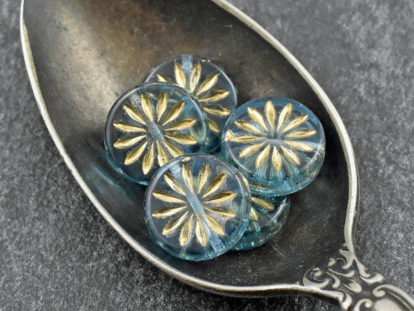 Czech Glass Beads - Flower Beads - Coin Beads - Aster Flower - 12mm - 15pcs (869)