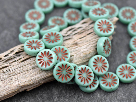 Czech Glass Flowers - Czech Glass Beads - Coin Beads - Aster Flower - 12mm - 15pcs (5849)