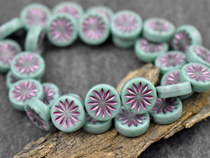 Czech Flowers - Czech Glass Beads - Coin Beads - Aster Flower - 12mm - 15pcs (3985)