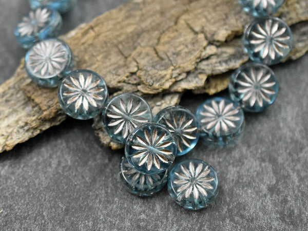 Czech Glass Beads - Flower Beads - Coin Beads - Aster Flower - 12mm - 15pcs (5409)