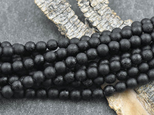 Czech Glass Beads - Round Beads - 6mm Beads - Etched Beads - Druk Beads - Silver Beads - 25pcs - (4282)