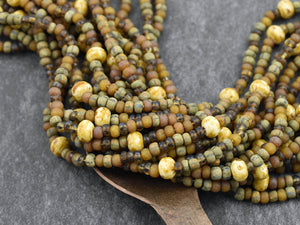 Picasso Seed Beads - Aged Picasso Beads - Czech Glass Beads - Size 6 Seed Beads - 6/0 - 22