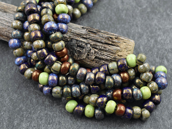 Aged Seed Beads - Picasso Beads - Large Seed Beads - 32/0 - Czech Glass Beads - Large Hole Beads - 7x5mm - 20 inch strand - (1813)