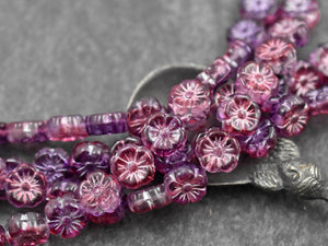 Czech Flower Beads - Czech Glass Beads - Hawaiian Flower Beads - 12pcs - 9mm - (425)