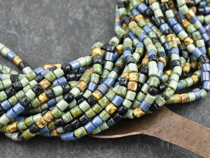 Picasso Beads - Size 6 Beads - Czech Glass Beads - Aged Seed Beads - 4mm - 20" Strand - (B654)