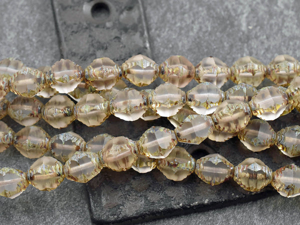 Picasso Beads - Czech Glass Beads - Bicone Beads - Faceted Beads - Czech Republic Beads - 8x10mm - 15pcs - (B273)