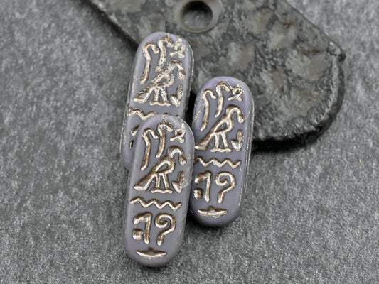 Czech Glass Beads - Egyptian Cartouches - Oval Beads - 25x10mm - 6pcs - (3210)