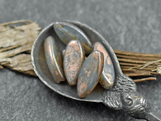 Czech Glass Beads - Picasso Beads - Spindle Beads - Marquise Beads - 18x8mm - 8pcs - (1111)