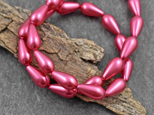 Pearl Beads - Glass Beads - Tear Drop Bead - Pink Pearl - Teardrop Beads - 15x8mm - 16