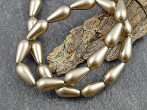 Pearl Beads - Glass Beads - Tear Drop Bead - Platinum Pearl - Wedding Jewelry Beads - 15x8mm - 16" Strand - (6110)
