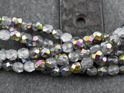 Czech Glass Beads - Round Beads - 6mm Beads - Etched Beads - Fire Polished Beads - 6mm - 25pcs - (5207)