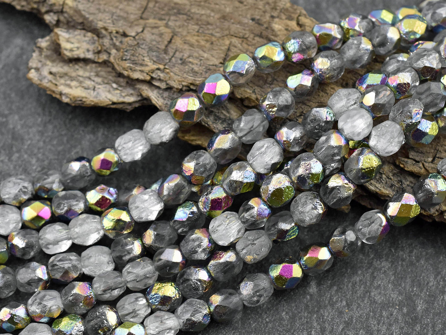 Czech Glass Beads - Round Beads - 6mm Beads - Etched Beads - Fire Polished Beads - 6mm - 25pcs - (5207)