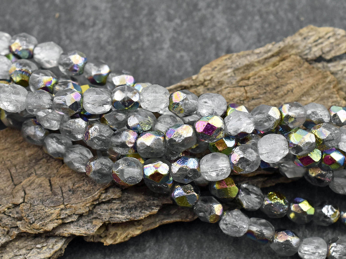 Czech Glass Beads - Round Beads - 6mm Beads - Etched Beads - Fire Polished Beads - 6mm - 25pcs - (5207)