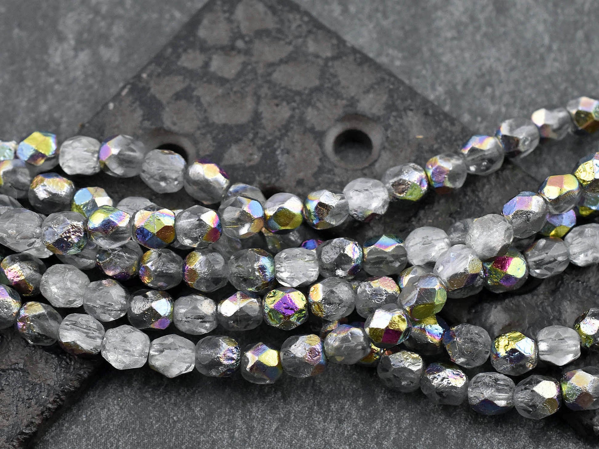 Czech Glass Beads - Round Beads - 6mm Beads - Etched Beads - Fire Polished Beads - 6mm - 25pcs - (5207)