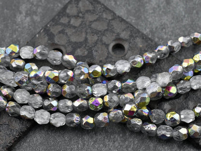 Czech Glass Beads - Round Beads - 6mm Beads - Etched Beads - Fire Polished Beads - 6mm - 25pcs - (5207)