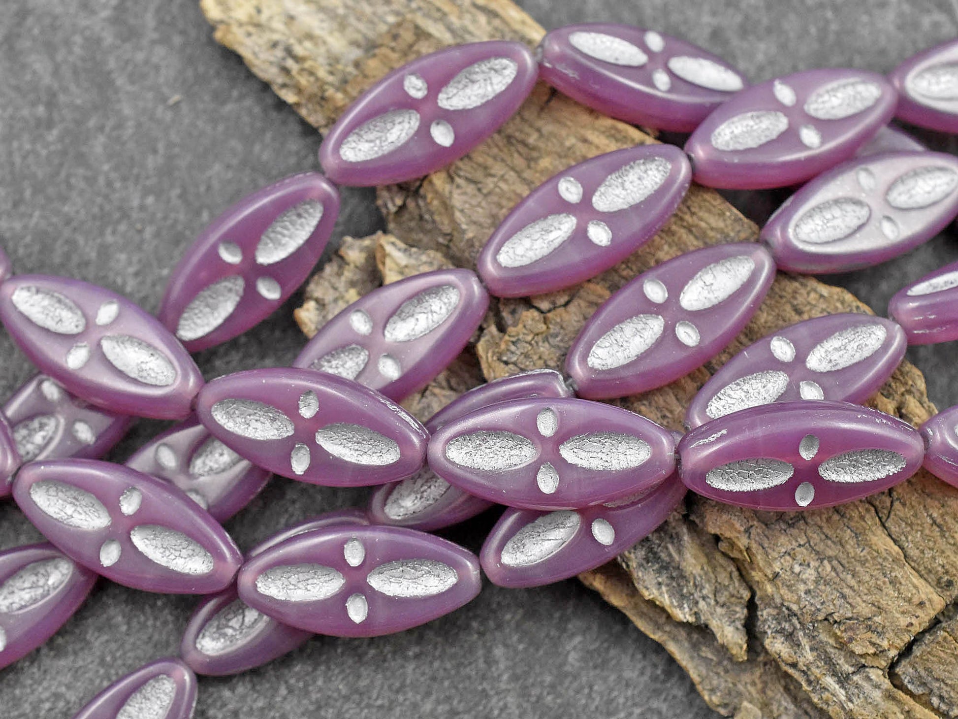 Statement Beads - Czech Glass Beads - Picasso Beads - Marquise Beads - Spindle Beads - 20x8mm - 10pcs (B614)