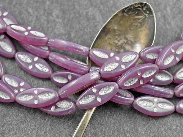 Statement Beads - Czech Glass Beads - Picasso Beads - Marquise Beads - Spindle Beads - 20x8mm - 10pcs (B614)