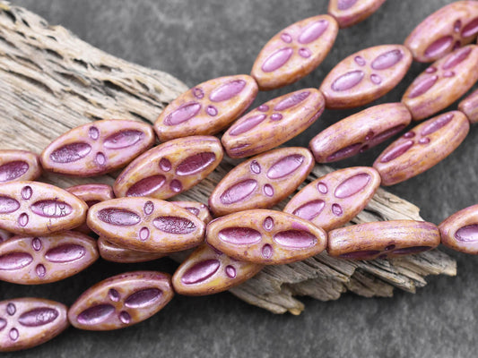 Picasso Beads - Statement Beads - Czech Glass Beads - Marquise Beads - Spindle Beads - 20x8mm - 10pcs (3675)