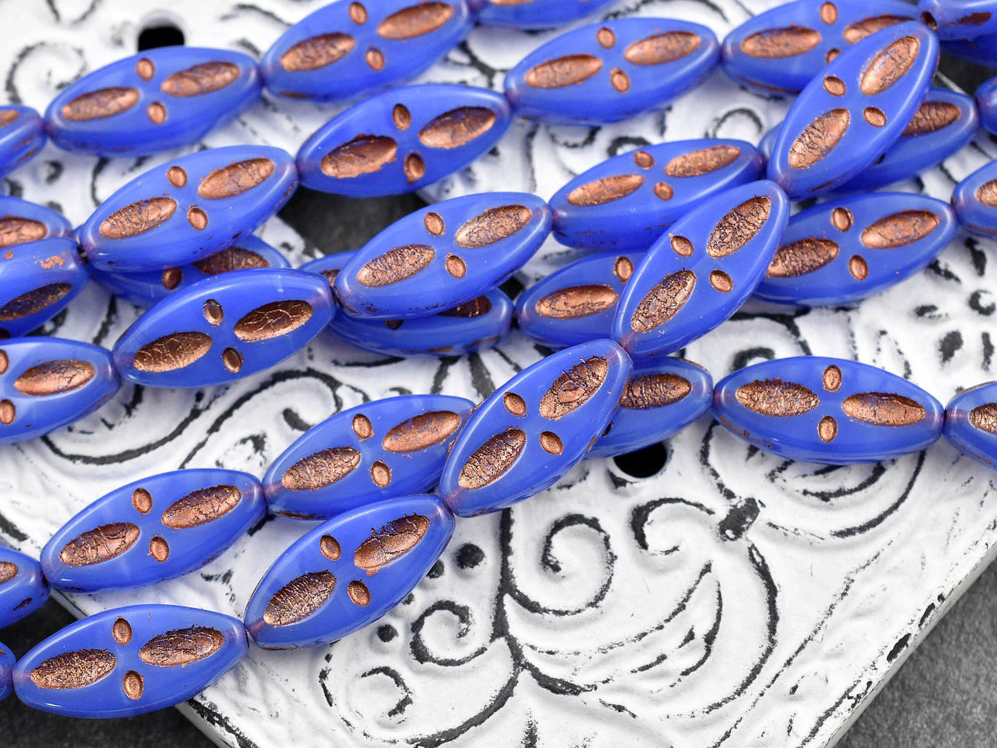 Czech Glass Beads - Statement Beads - Picasso Beads - Marquise Beads - Spindle Beads - 20x8mm - 10pcs (B289)