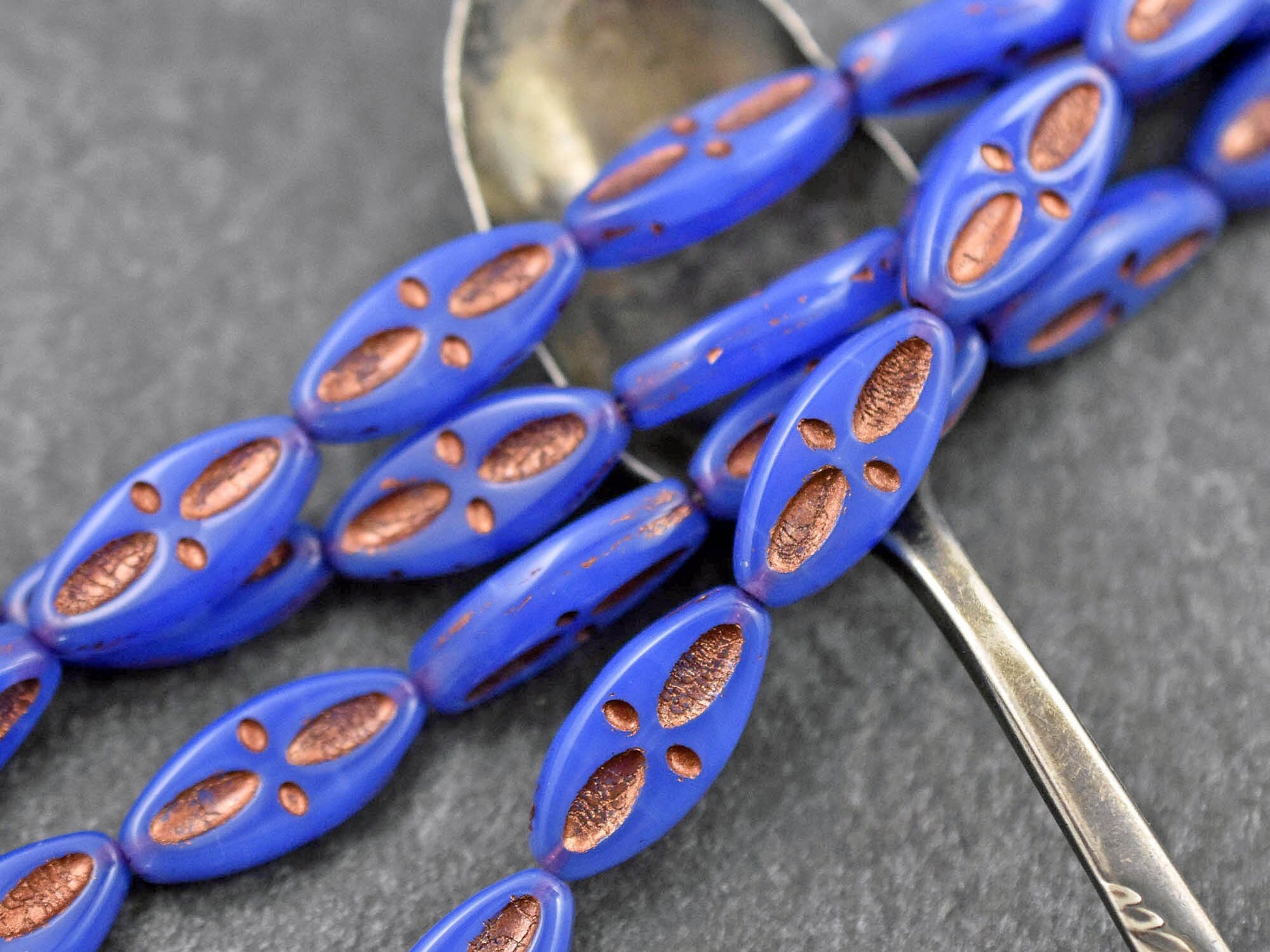 Czech Glass Beads - Statement Beads - Picasso Beads - Marquise Beads - Spindle Beads - 20x8mm - 10pcs (B289)