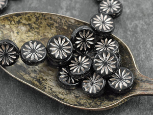 Czech Glass Beads - Flower Beads - Coin Beads - Aster Flower - 12mm - 15pcs (A646)